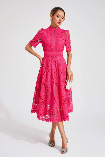 Party Lace Midi Dress | Solid Color