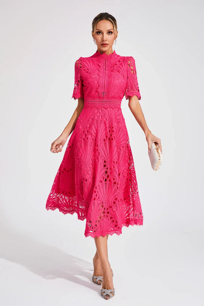Party Lace Midi Dress | Solid Color
