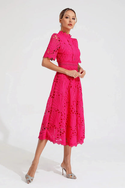 Party Lace Midi Dress | Solid Color