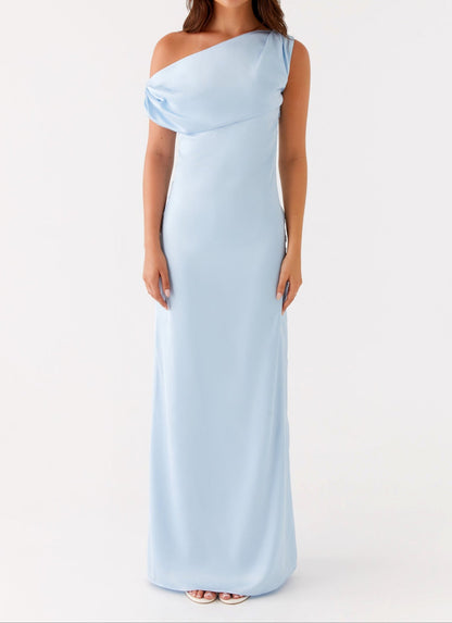 Emily Satin Maxi Dress - Blue