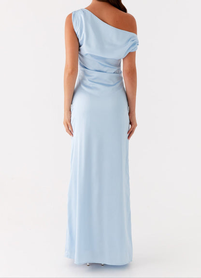 Emily Satin Maxi Dress - Blue