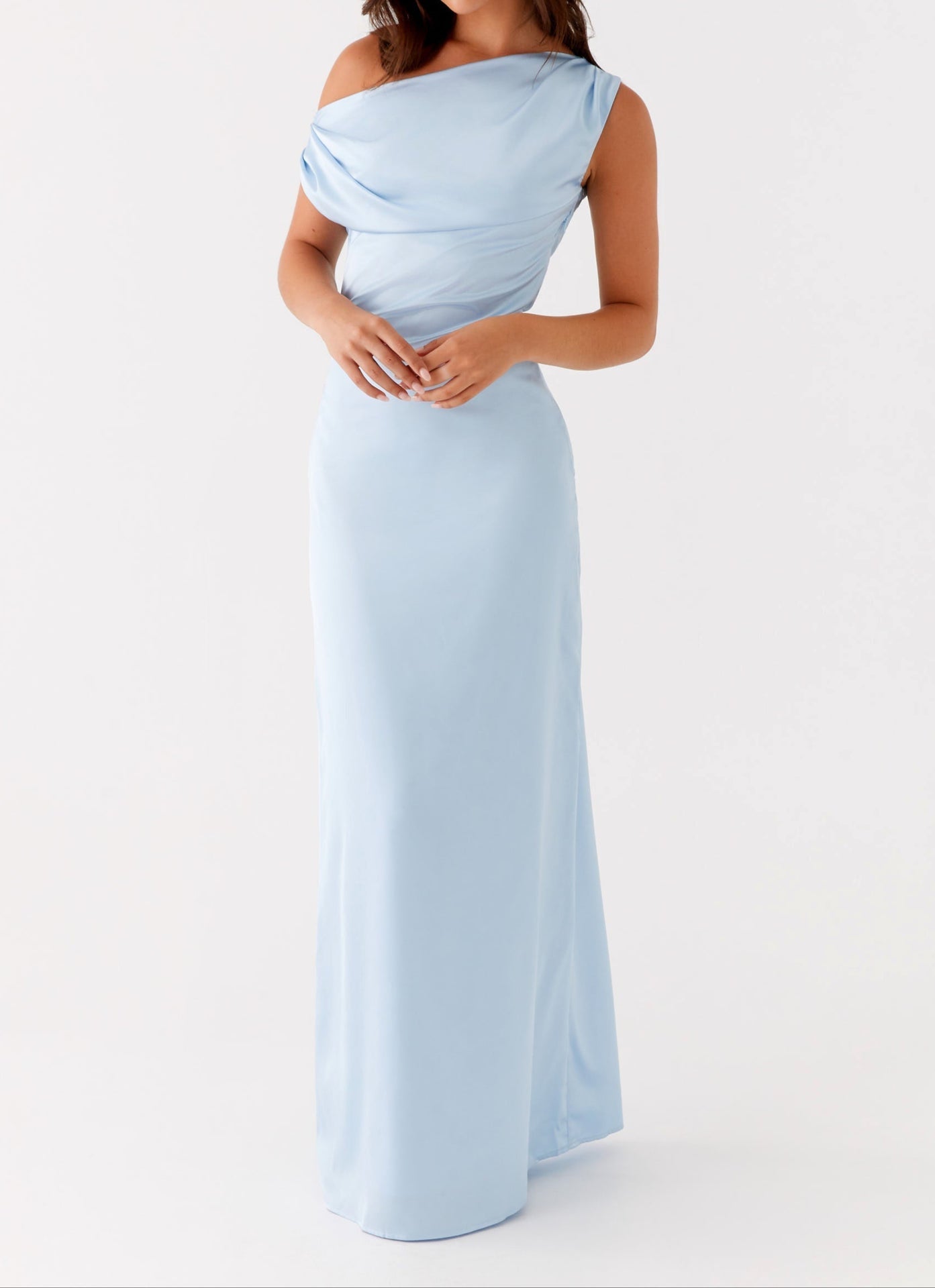 Emily Satin Maxi Dress - Blue