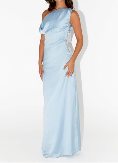 Emily Satin Maxi Dress - Blue