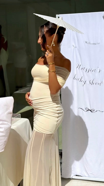 Maternity Maxi Dress with Sheer Skirt for Women - Nives