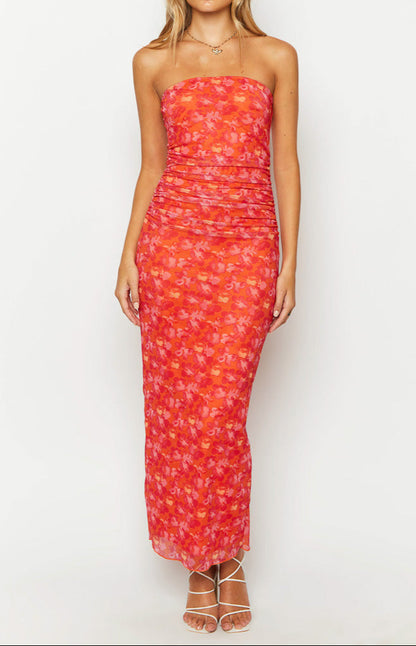 Petronilla Orange Floral Print Maxi Dress