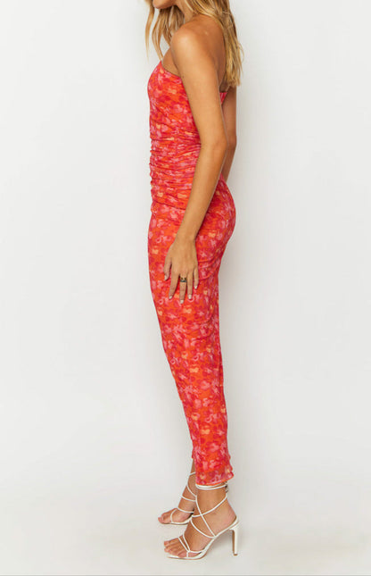 Petronilla Orange Floral Print Maxi Dress