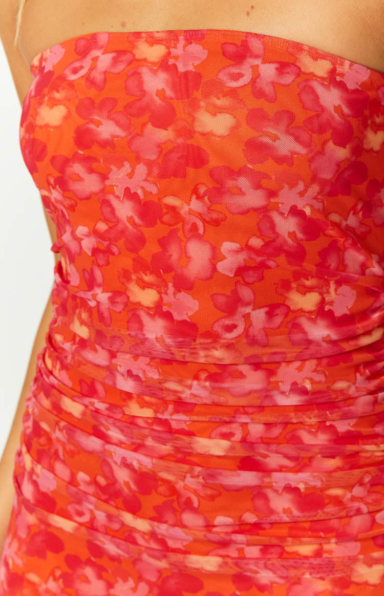 Petronilla Orange Floral Print Maxi Dress