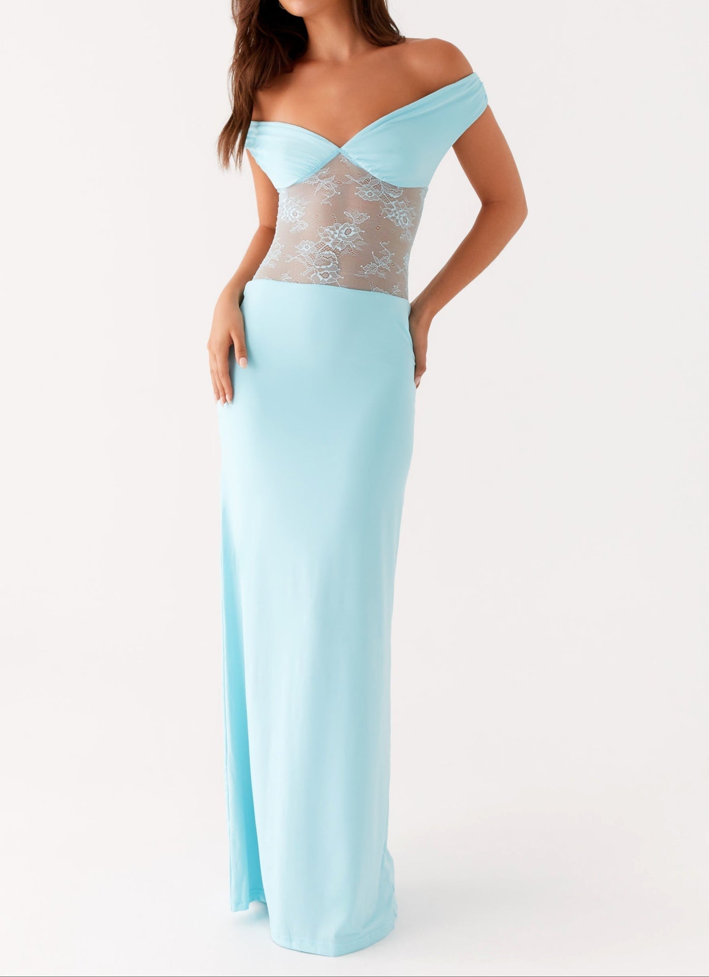 Michele Lace Maxi Dress - Turquoise