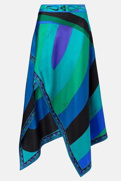 Satin Halter Top and Scarf Print Midi Skirt Set for Women - Ester