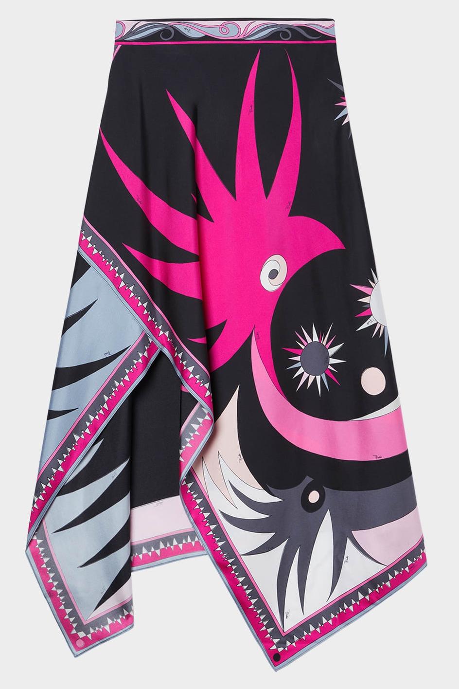 Satin Halter Top and Scarf Print Midi Skirt Set for Women - Ester