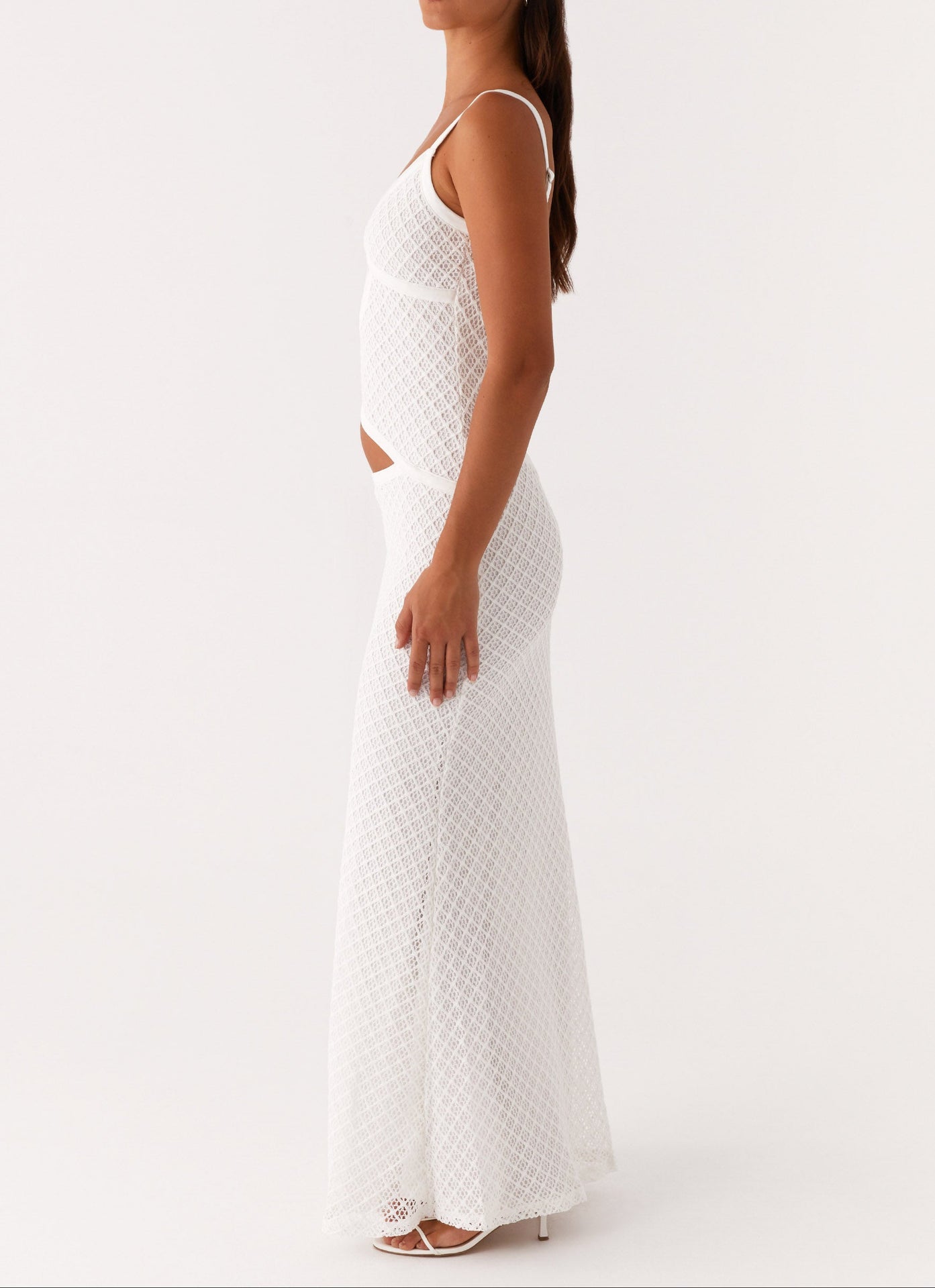 Orsa Maxi Dress - White Crochet