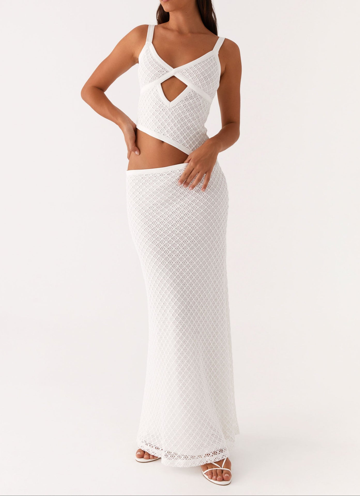Orsa Maxi Dress - White Crochet