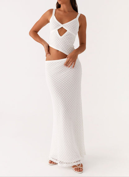 Orsa Maxi Dress - White Crochet