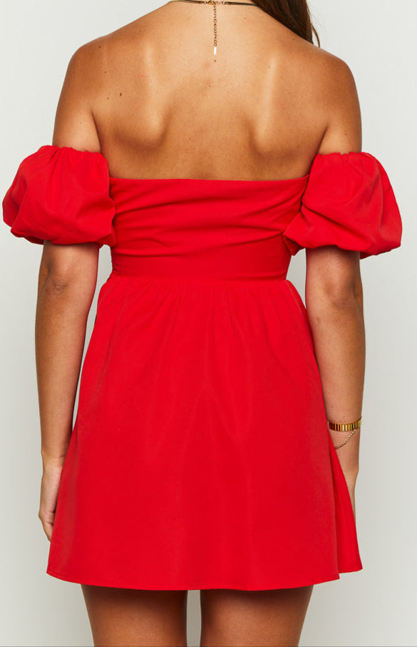 Graziella Off The Shoulder Red Mini Dress