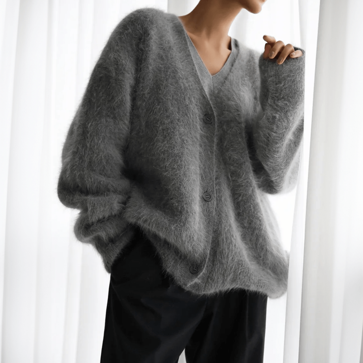 Women's Knit V-Neck Cardigan | Oversize