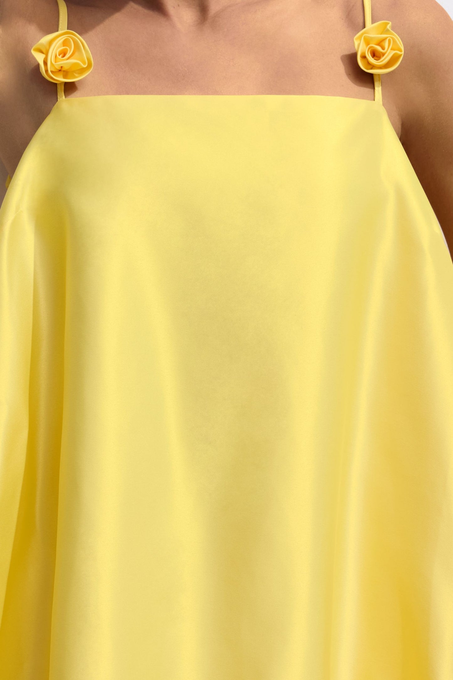 Yellow Mini Dress with Flower Details for Women - Gianna