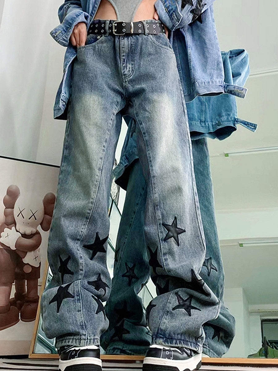 Vintage Denim Star Patch Boyfriend Jeans/Vintage Denim Star Patch Boyfriend Jeans