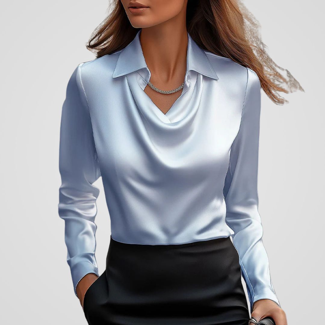 Women's Draped Neck Blouse | Satin