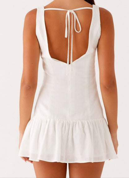 Anete Linen Mini Dress - White