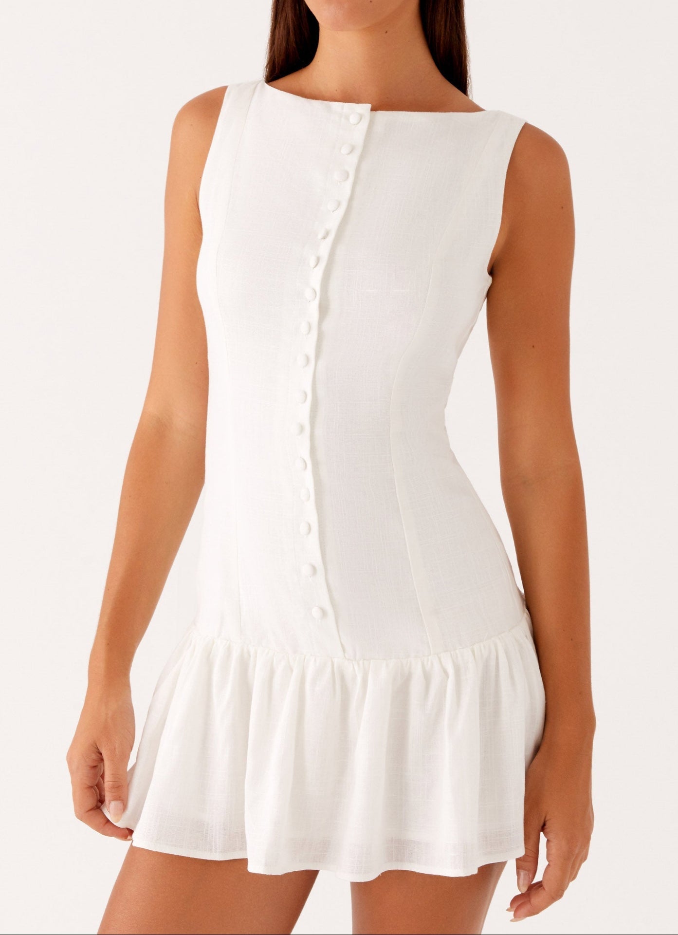 Anete Linen Mini Dress - White