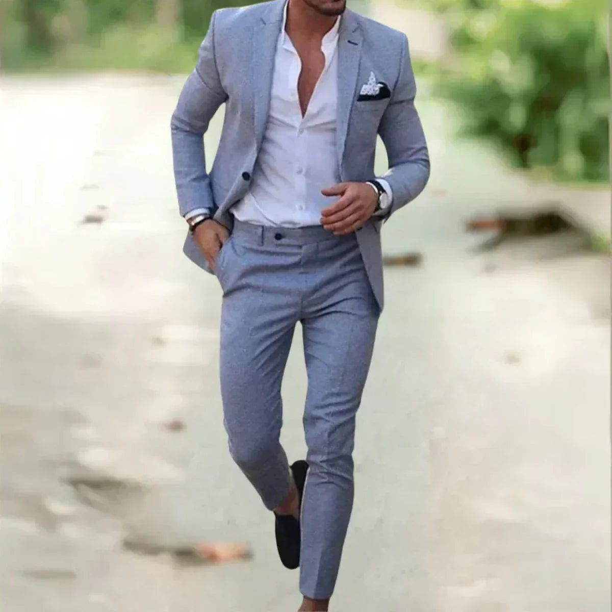 Men’s Two-Piece Slim Fit Linen Suit | Breathable
