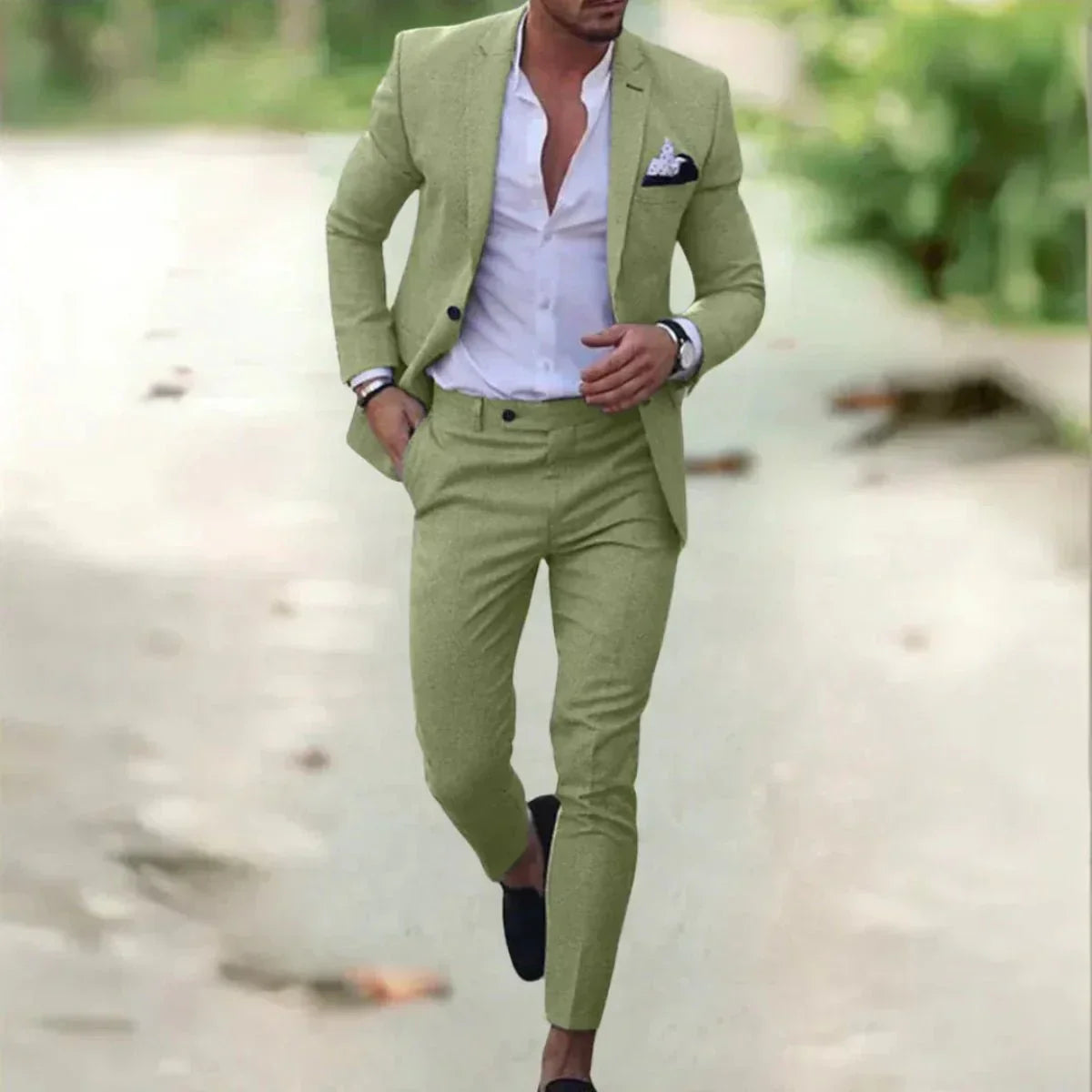 Men’s Two-Piece Slim Fit Linen Suit | Breathable