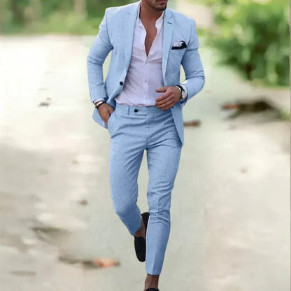 Men’s Two-Piece Slim Fit Linen Suit | Breathable