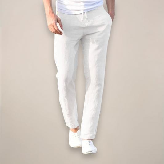 Men's Casual Straight-Leg Linen Trousers | Long