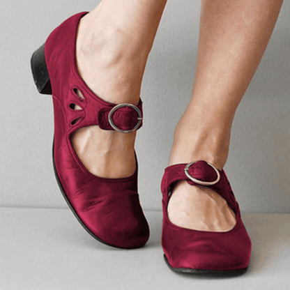 Women's Vintage Mary Jane Sandals | With Low Block Heel