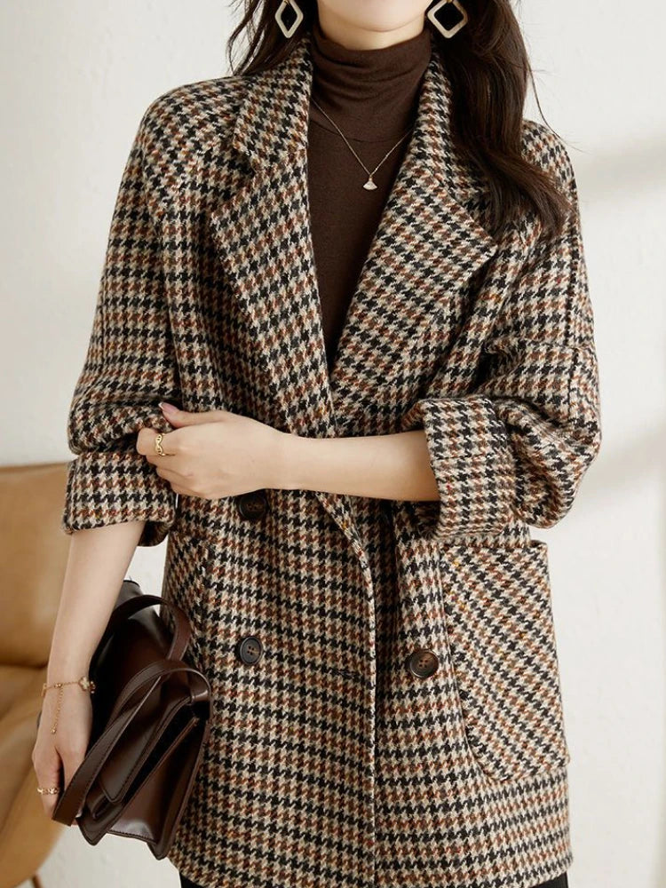 Women's Checkered Jacket | Button Style