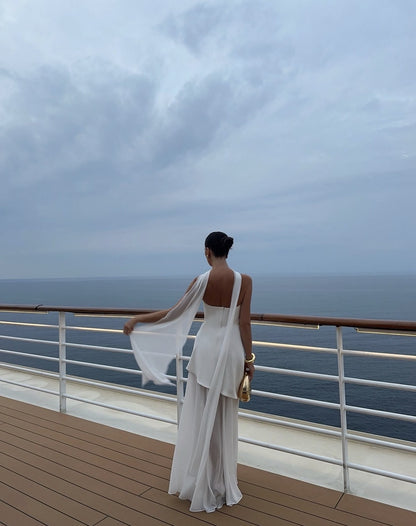 Strapless Maxi Dress with Sheer Overlay for Women - Edvige