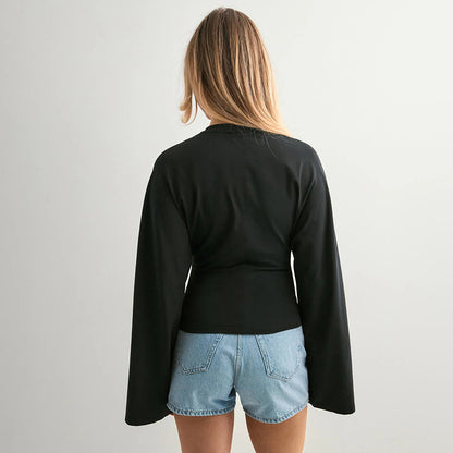 Long Sleeve Fitted Crop Top for Women - Agnese