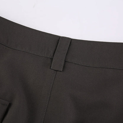 Solid Color Y2K Cross Over Pleated Tailored Pants