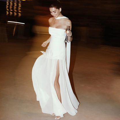 Strapless Maxi Dress with Sheer Overlay for Women - Edvige