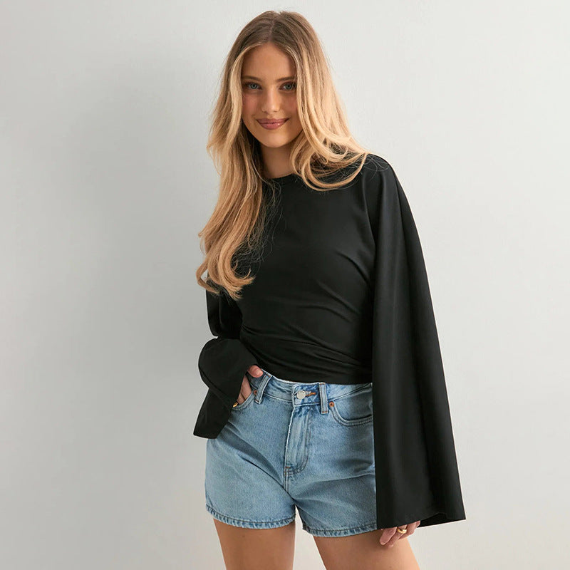 Long Sleeve Fitted Crop Top for Women - Agnese