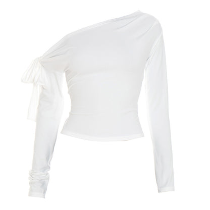 Off Shoulder Long Sleeve Top with Bow for Women - Viviana