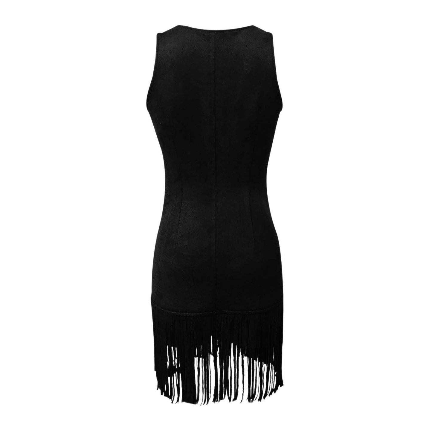 Fringe Suede Mini Dress with Buttons for Women - Clara