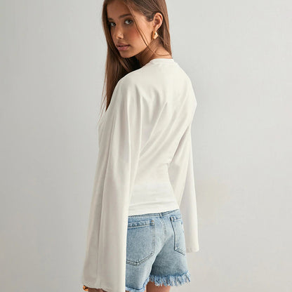 Long Sleeve Fitted Crop Top for Women - Agnese