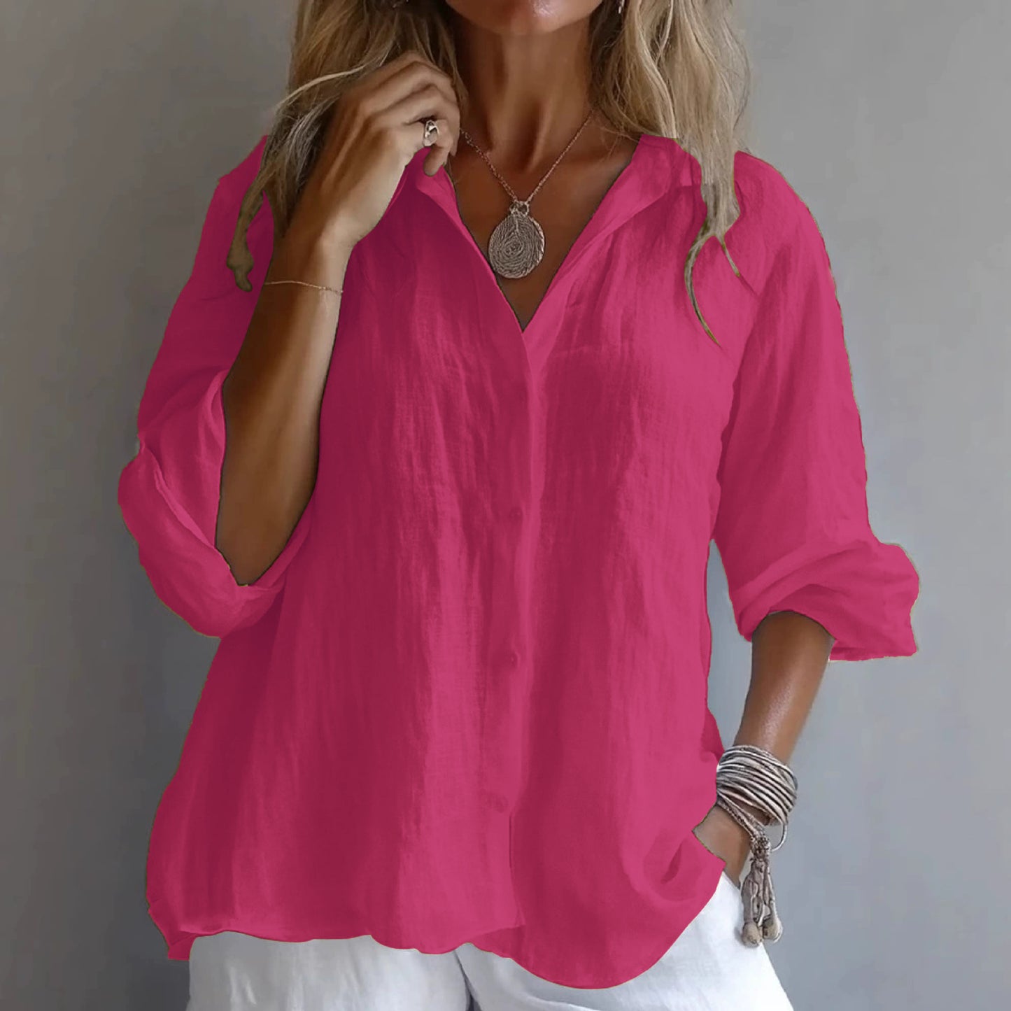 Button Down Long Sleeve Shirt for Women - Nella