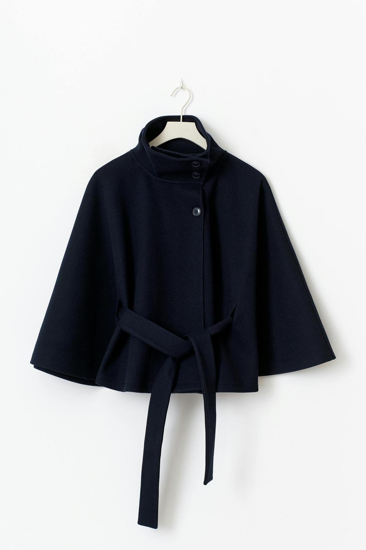 Belted High Neck Cape Coat for Women - Ines