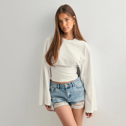 Long Sleeve Fitted Crop Top for Women - Agnese