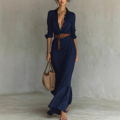 Long Sleeve Wrap Maxi Dress for Women - Annetta