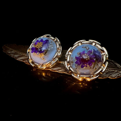 Silver Oval Vintage Stud Earrings with Pearl Detail for Women