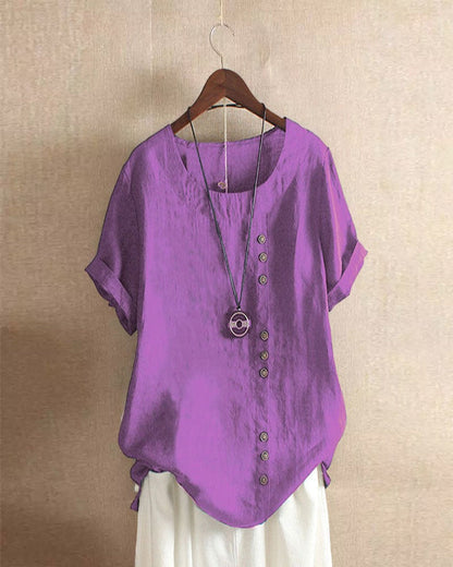 Women’s Summer Casual Linen Blouse | Short Sleeve