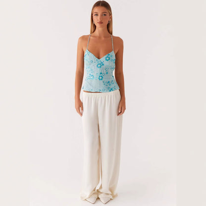 Floral Lace Cami Top with Spaghetti Straps for Women - Nadia