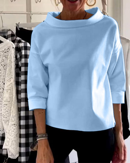 Women's Casual Waterfall Neck Blouse | with 3/4 Sleeves