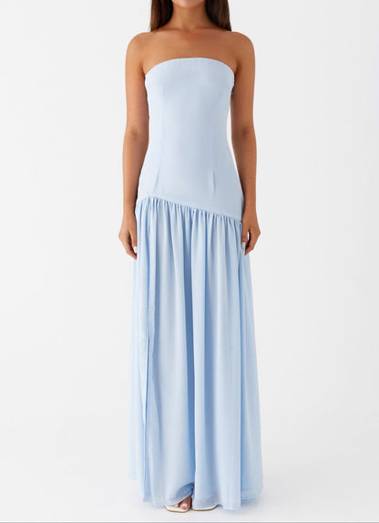 Letizia Strapless Maxi Dress - Blue