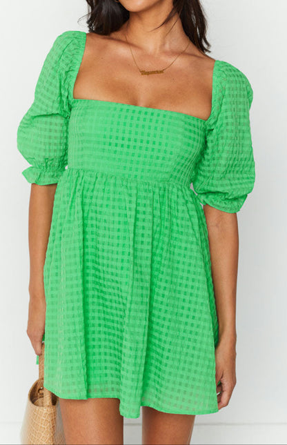 Fella Green Babydoll Mini Dress