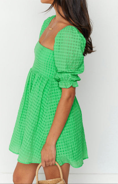 Fella Green Babydoll Mini Dress