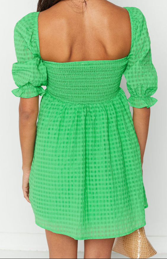 Fella Green Babydoll Mini Dress